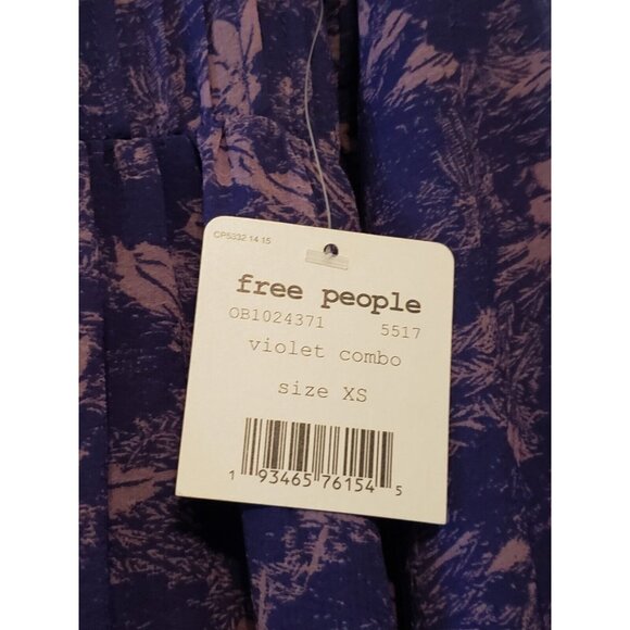 Free People Women Sz S Dress Long Sleeve Floral Pink Purple Short Ruffle Pleated - Picture 7 of 8